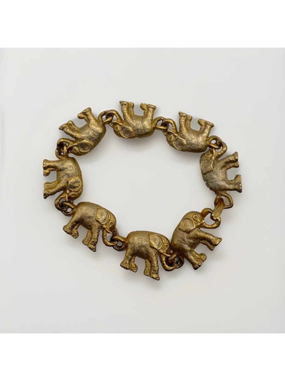 Vintage AJC Elephant Gold Tone Chain Bracelet